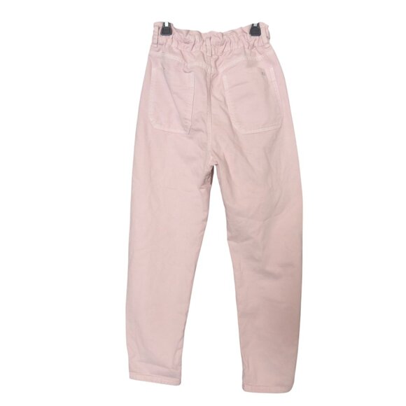 Zara Womens light Pink Paperbag Waist Jeans Size 28 highwaist zip button nwot - Picture 3 of 13